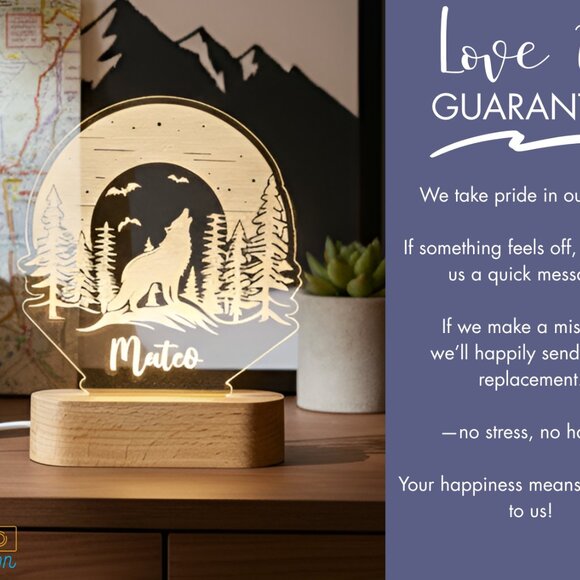 Wolf Custom Name Light • Personalized LED Cloud Decor • Kids Gift - Picture 6 of 8